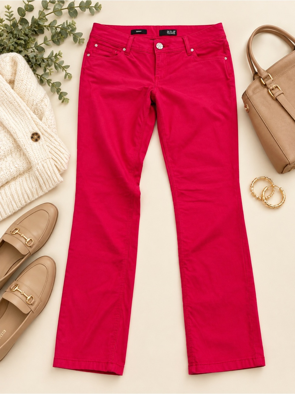 a.n.a Hot Pink Fine Wale Corduroy Pants Approx Size 12 Stretch